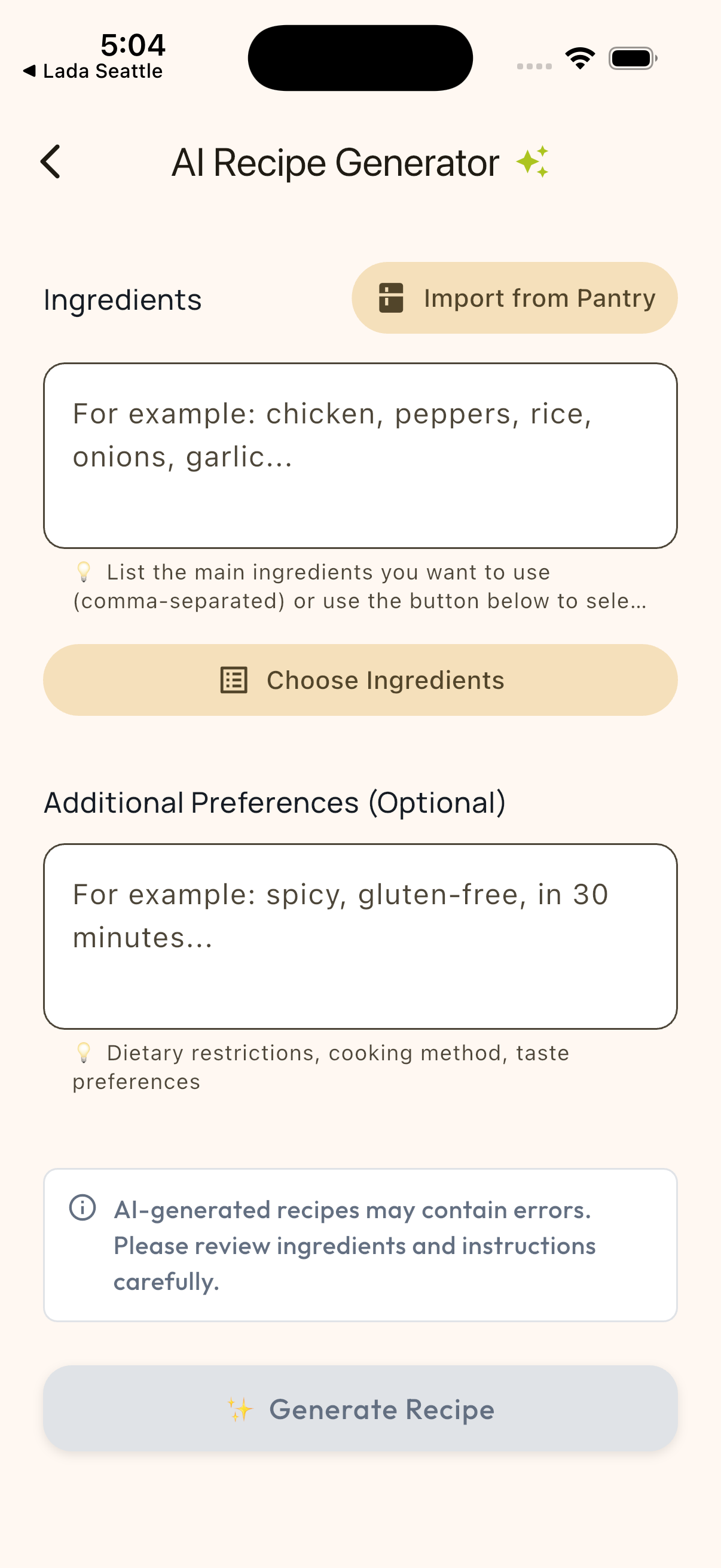 AI Recipe Generator
