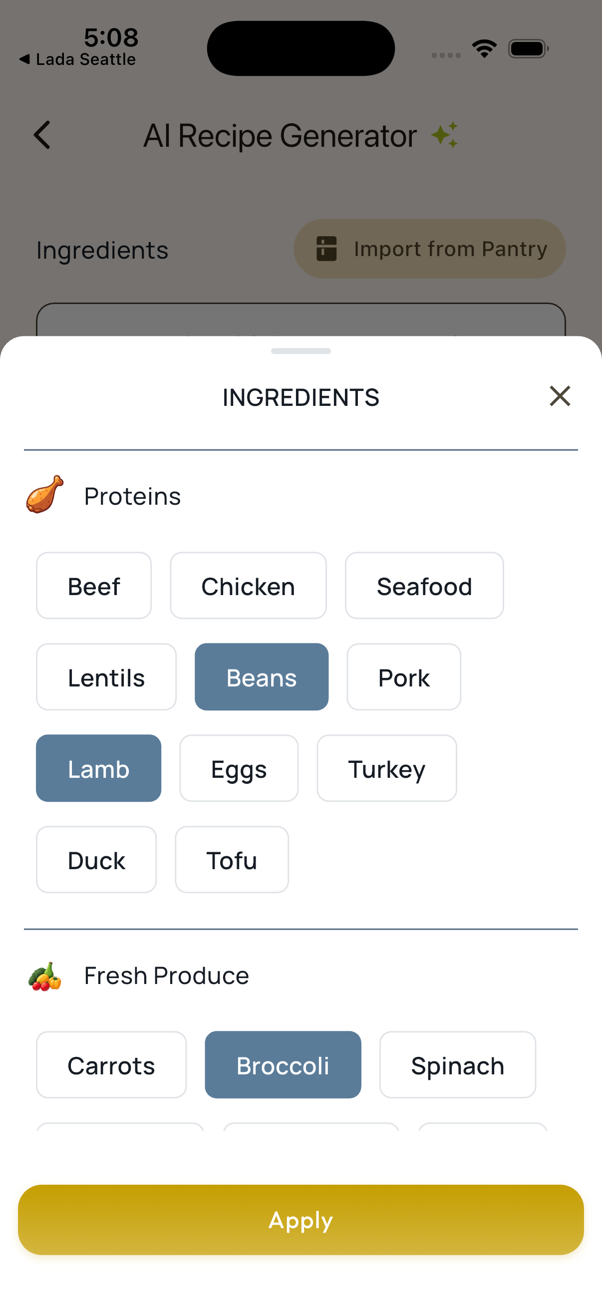 Ingredients Filter