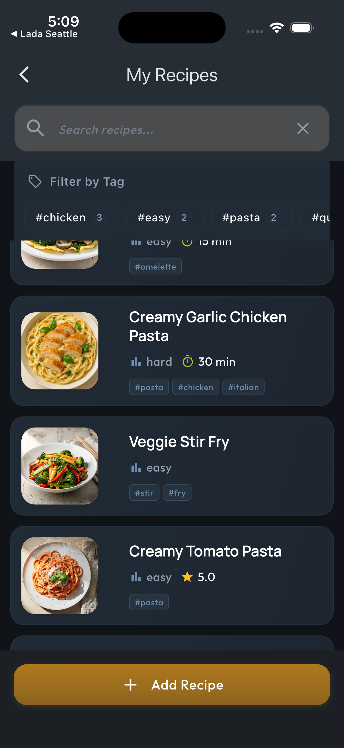 My Recipes (Dark)